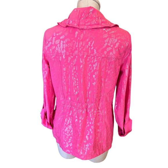 Laura Ashley Hot Pink Jacket Gold Accents Palm Beach Azela Roughed Spring - Picture 4 of 14